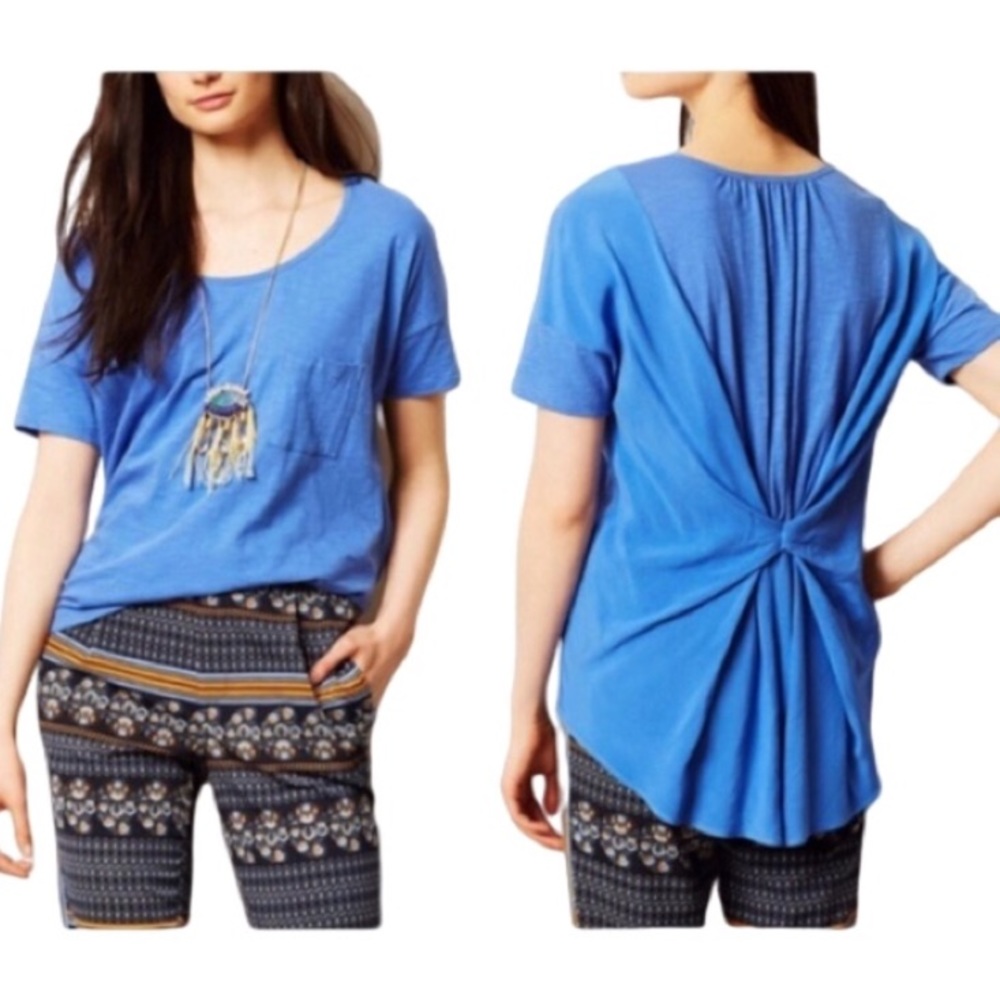 Anthropologie Amadi Blue Tee with Bow Small